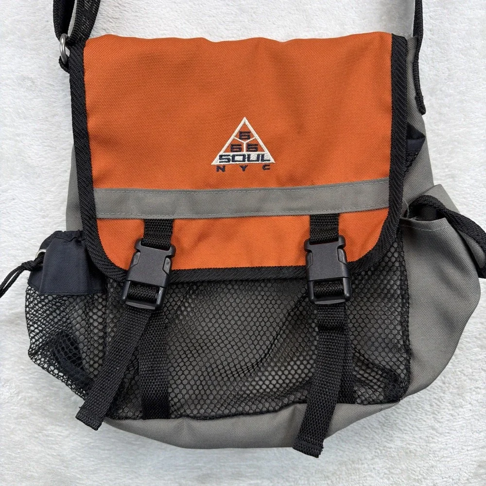 Vintage Triple Five Soul 555 Messenger Bag Orange Gray Y2K Crossbody Streetwear